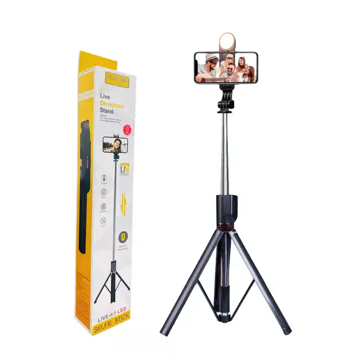 PLOKAMA LIVE-K9 Live Selfie Stand With Rechargeable Light (5.7 Feet)